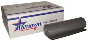 45 GALLON, 23 MIC, 40" X 48", SILVER, RENOWN, 25 BAGS/ROLL, 6 ROLLS/CT THUMBNAIL